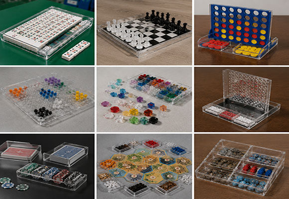 Custom acrylic game board and tabletop game accessories at Guangdong Yuefeng factory