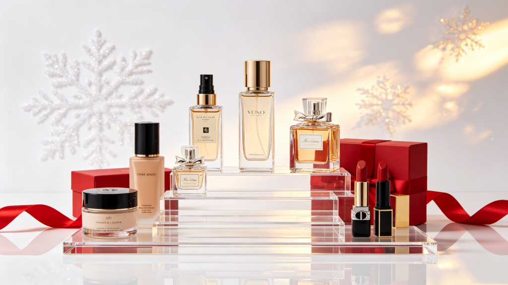 Christmas acrylic cosmetics display