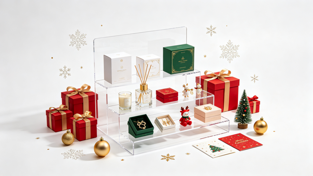 Christmas acrylic display stands for gift shops