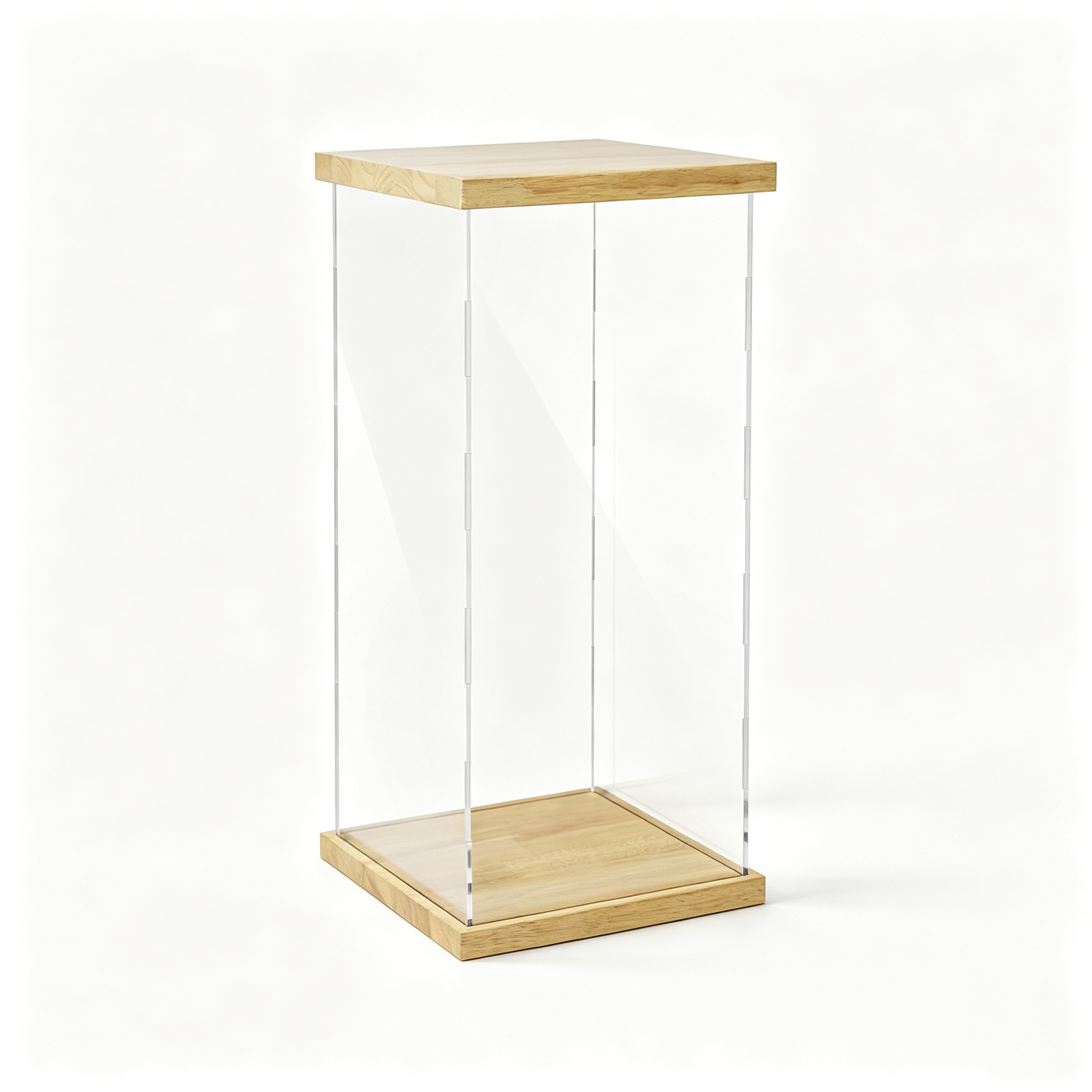 Acrylic Display Tower with Wooden Top & Base