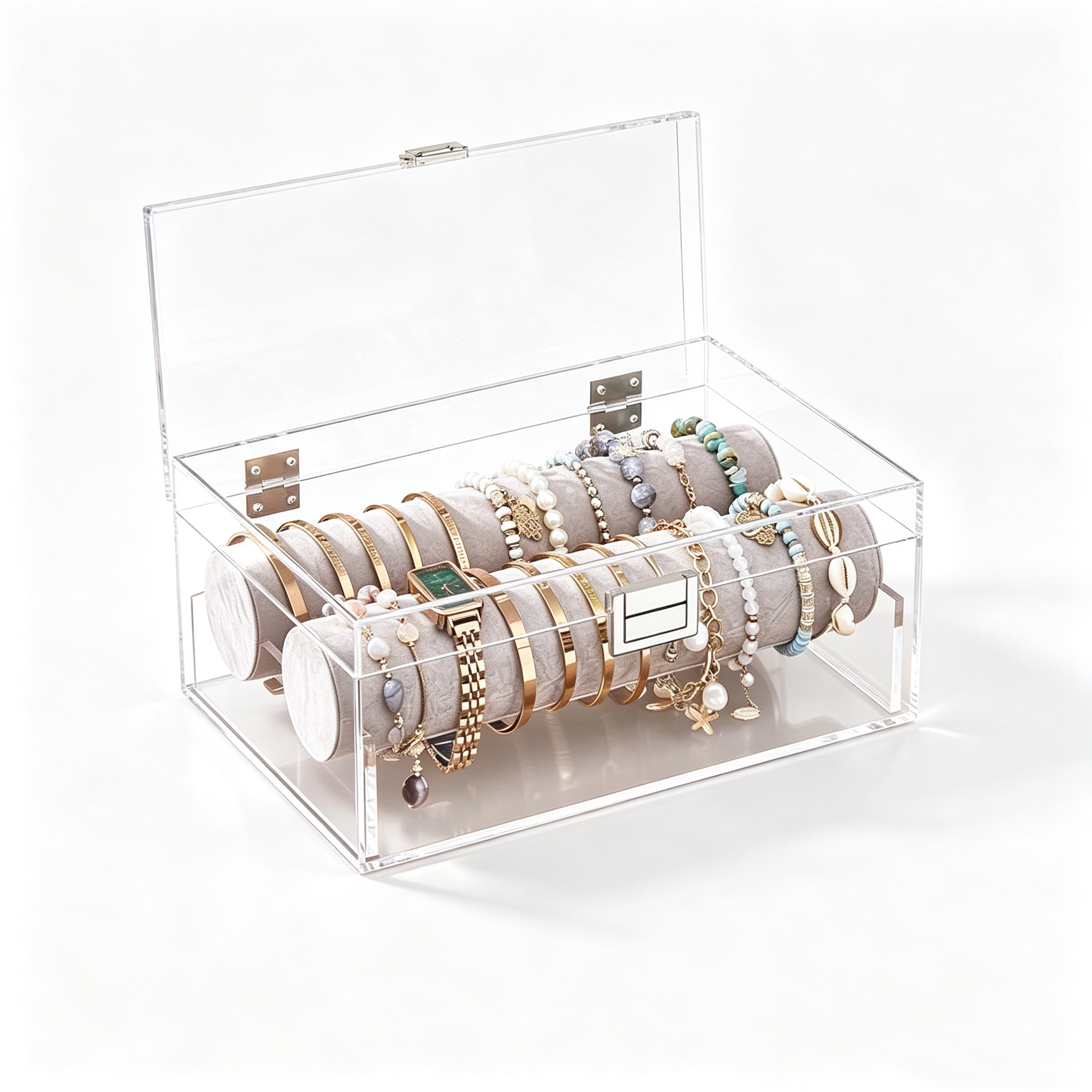 Acrylic Jewelry Box with Gray Lining