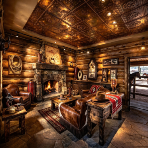 Western Cowboy Log Cabin Scene