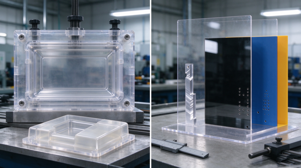Acrylic display mould vs sheet fabrication