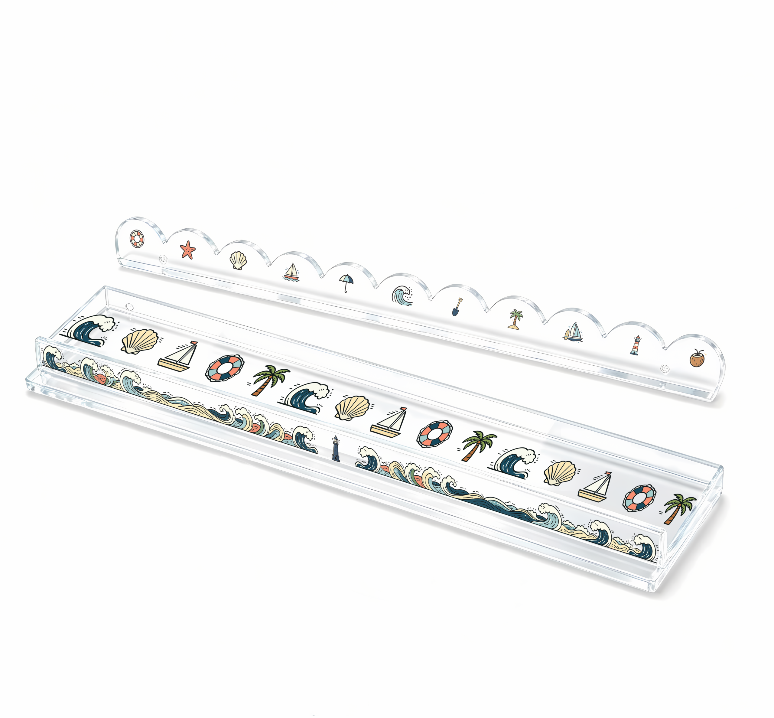 Acrylic Mahjong Rack with Pusher‑Ocean Beach