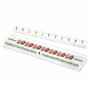 Acrylic Mahjong Rack with Pusher‑Floral