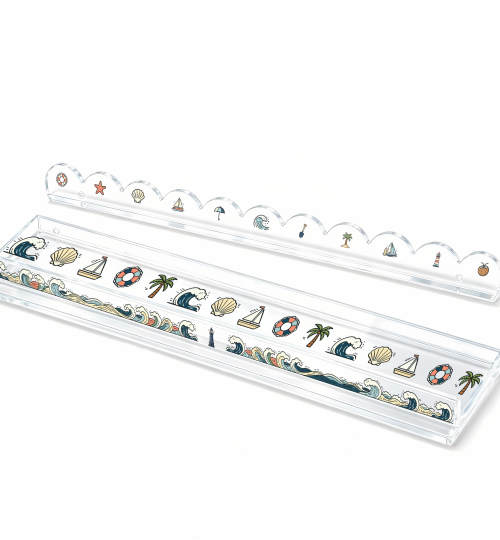 Acrylic Mahjong Rack with Pusher‑Ocean Beach