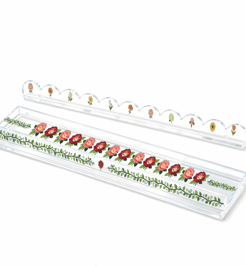 Acrylic Mahjong Rack with Pusher‑Floral